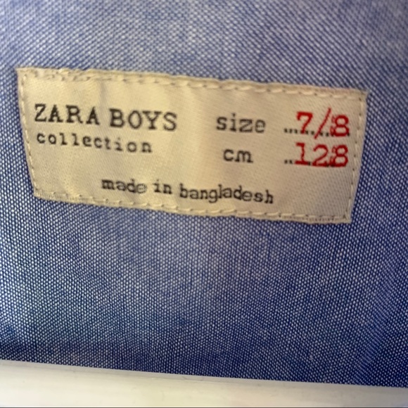 Zara Boys- Long Sleeve Blue Button Down size 7/8 - Picture 8 of 9